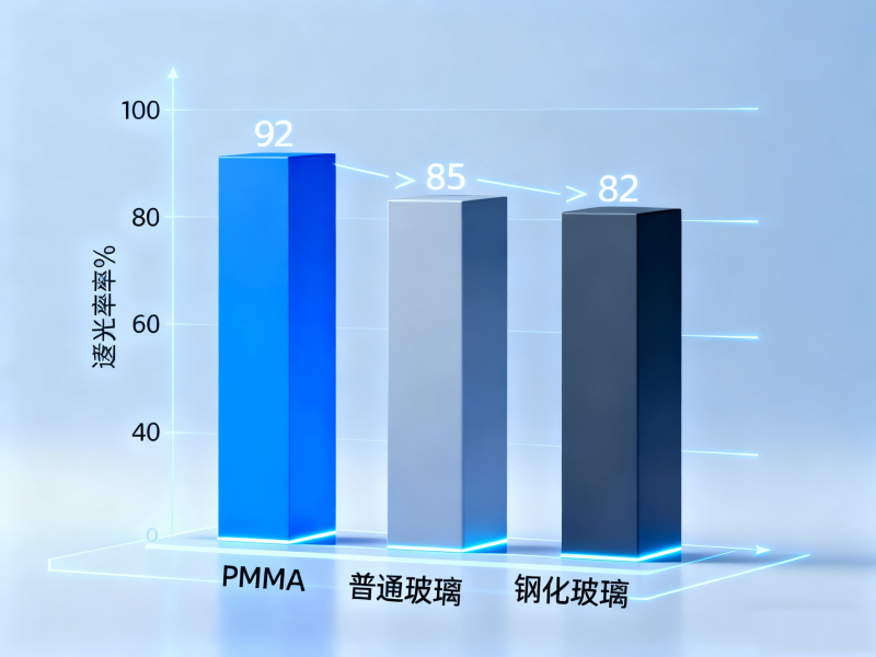 PMMA与玻璃透光率对比图